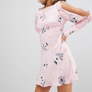 Free People SunShadows Prints‎ Mutton Sleeve Dress Women’s 4 Pink Floral